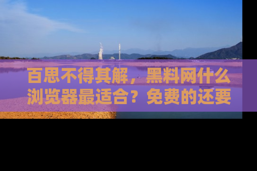 百思不得其解，黑料网什么浏览器最适合？免费的还要能吃瓜太难了！